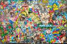 Cool music graffiti in urban style