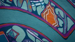 'Connection' mural by artist Mandi Barton on Swinburne's Hawthorn campus.