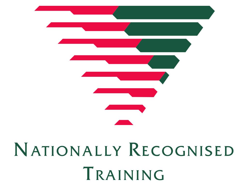 Nationally Recognised Training logo Nationally Recognised Training written in a plain green font under the NRT logo in green and red