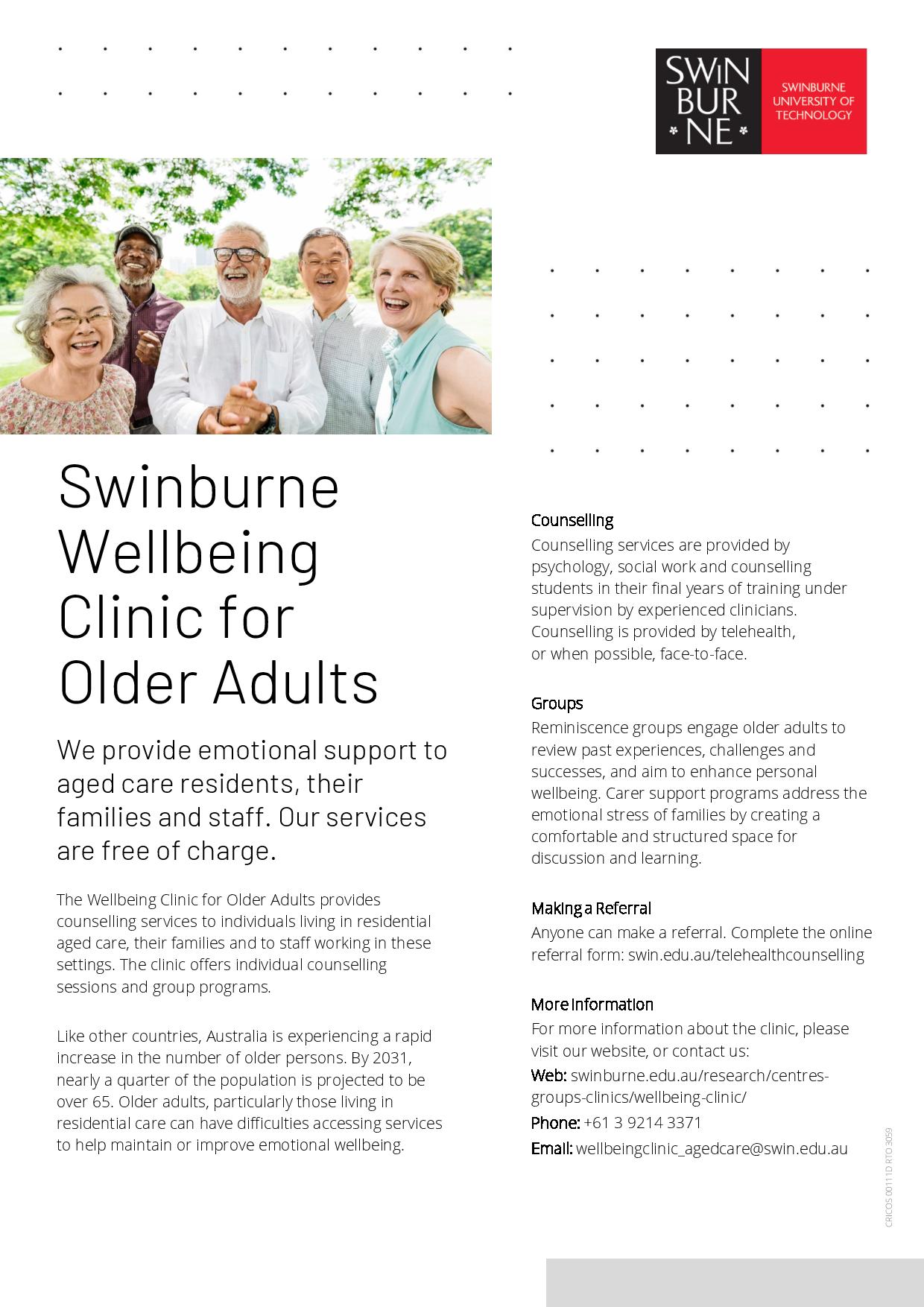 Swinburne Wellbeing Clinic for Older Adults