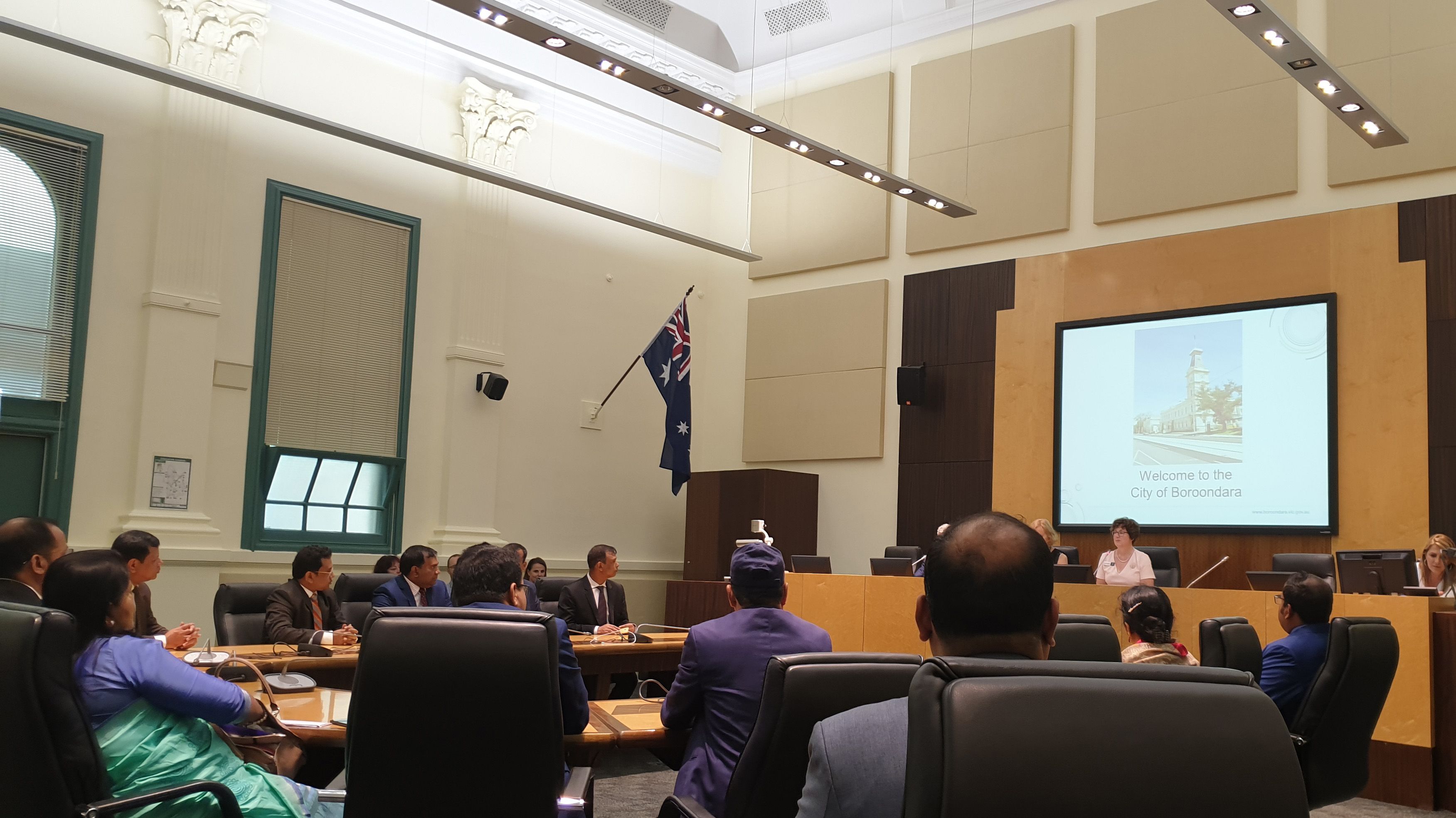 Cabinet of Bangladesh visit City of Boroondara A delegate group from Cabinet of Bangladesh sitting in a City of Boroondara council office.