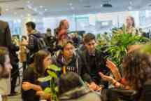 Students getting university advice at an event held on campus 