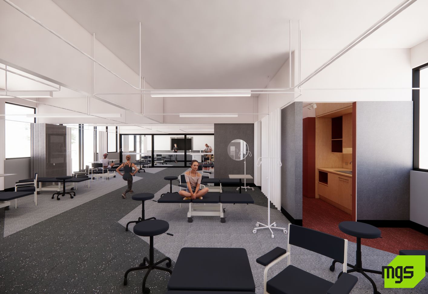 Swinburne's new Physiotherapy Lab 3D render shows Swinburne's new physiotherapy lab