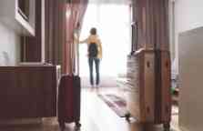 Tourist woman staying in luxury hotel.