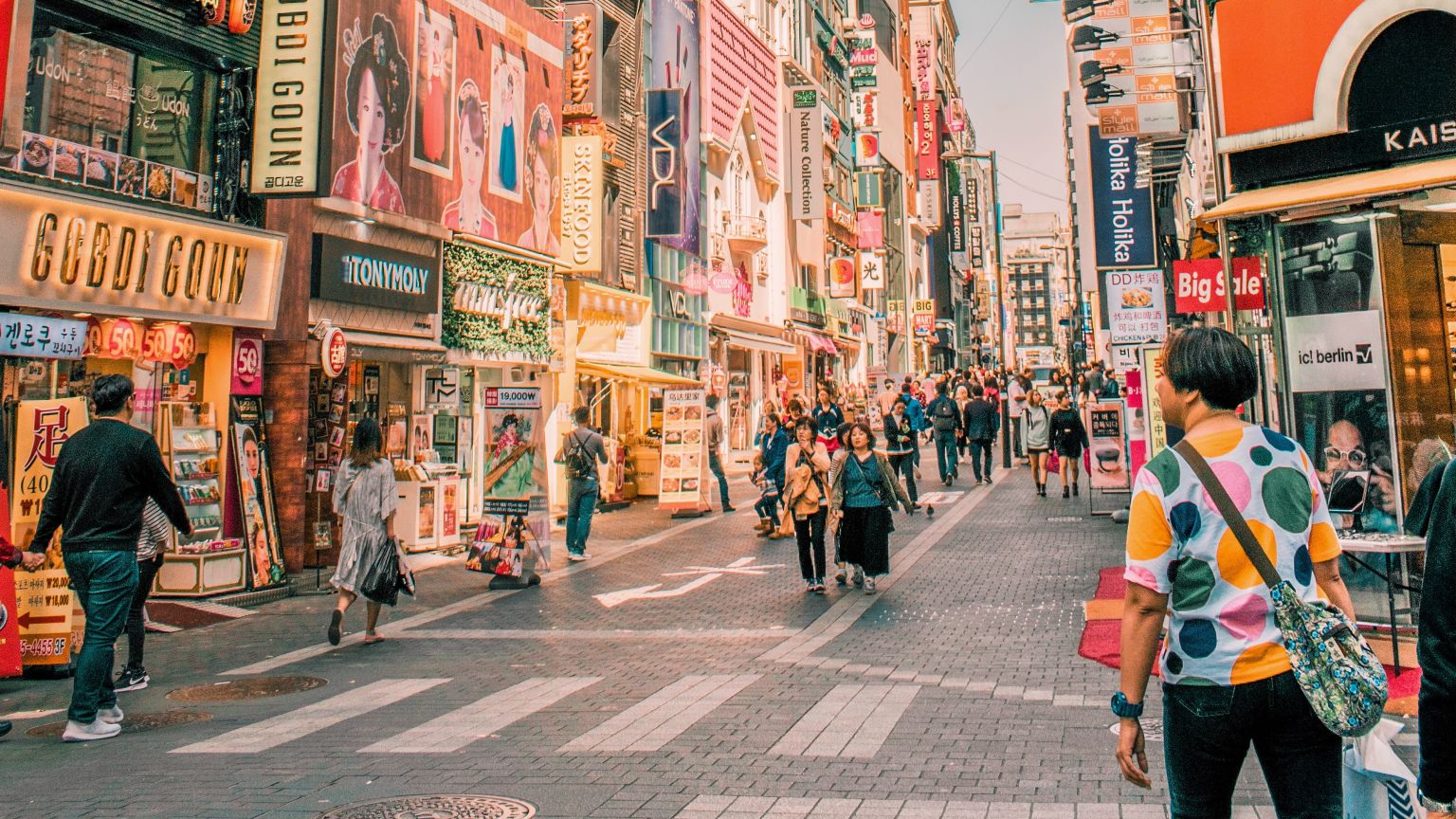 A bustling street in South Korea A bustling street in South Korea