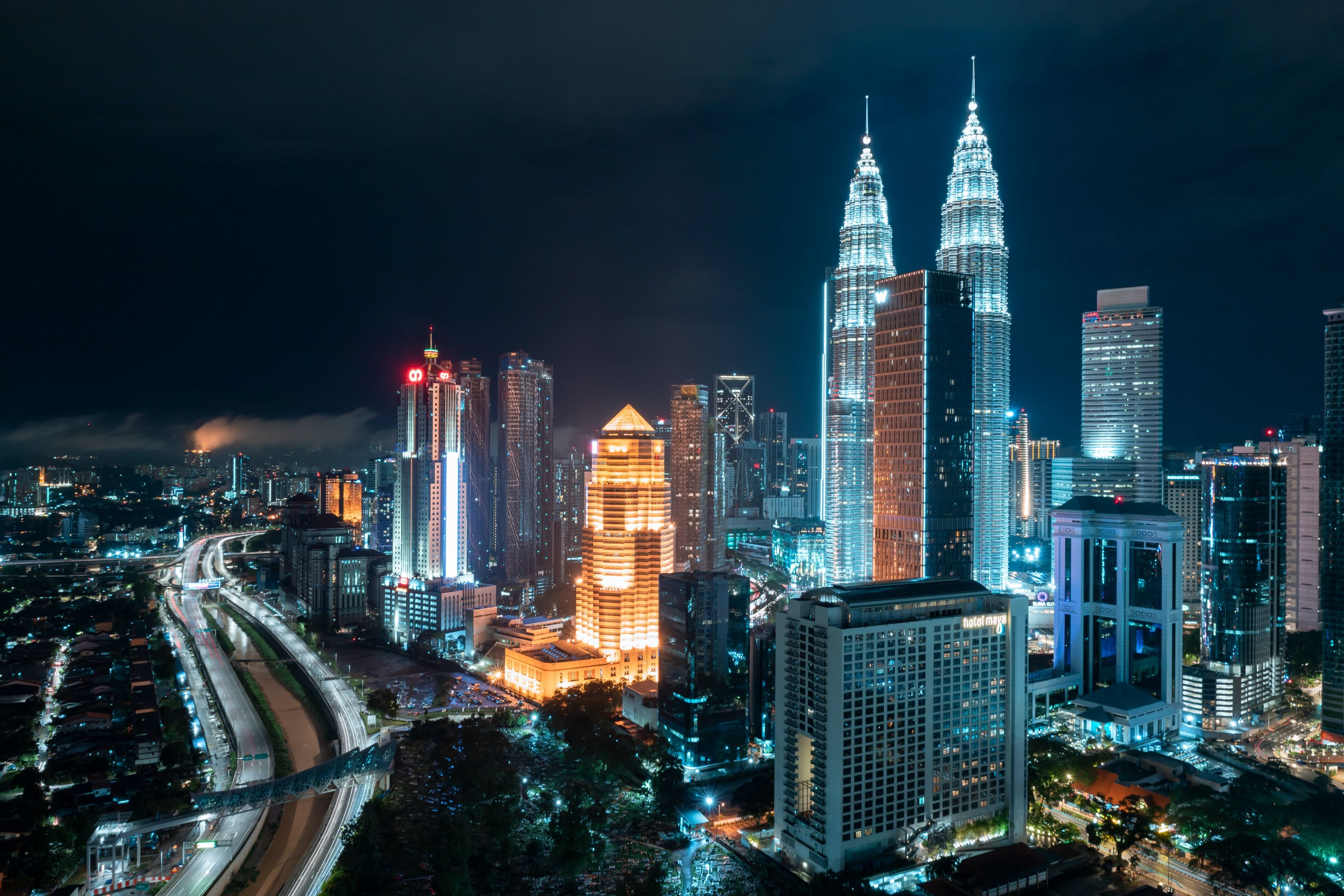 City skyline of Kuala Lumpur Malaysia Image of city skyline of Kuala Lumpur Malaysia at night