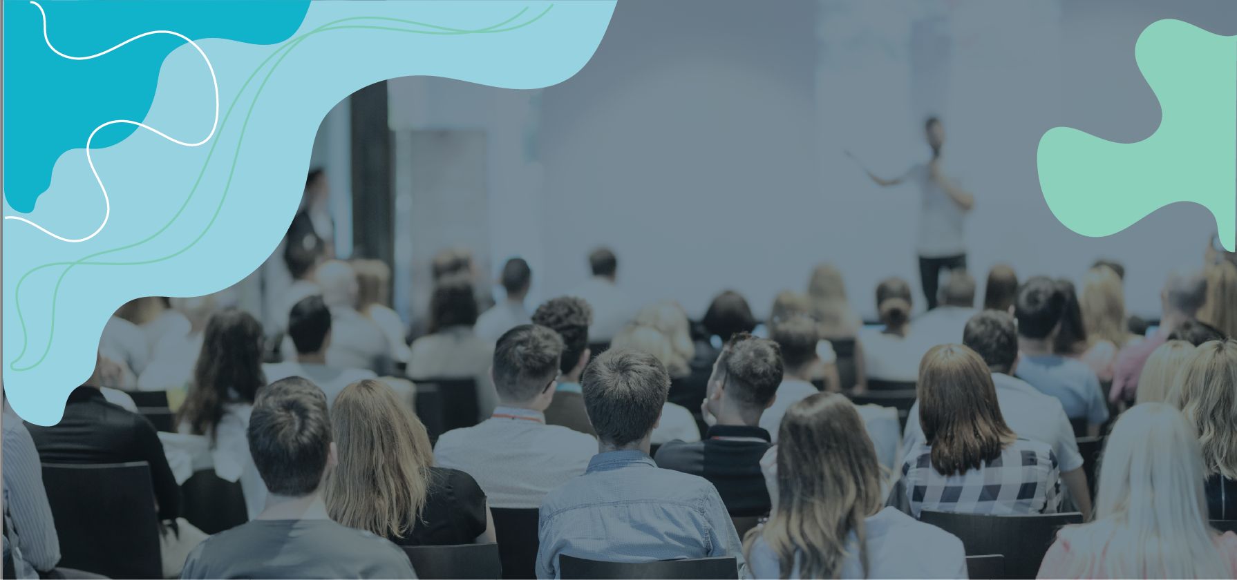 Stylised image of attendees at a lecture