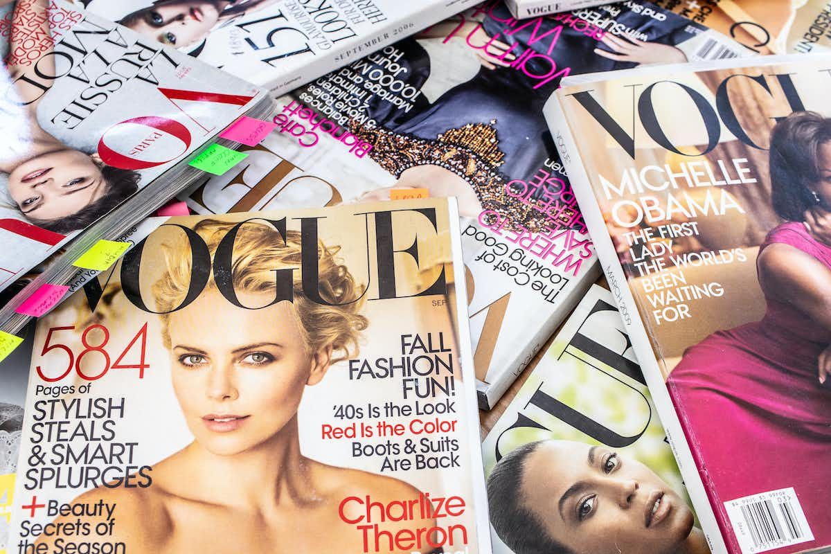 Vogue magazine An array of Vogue magazines in a pile
