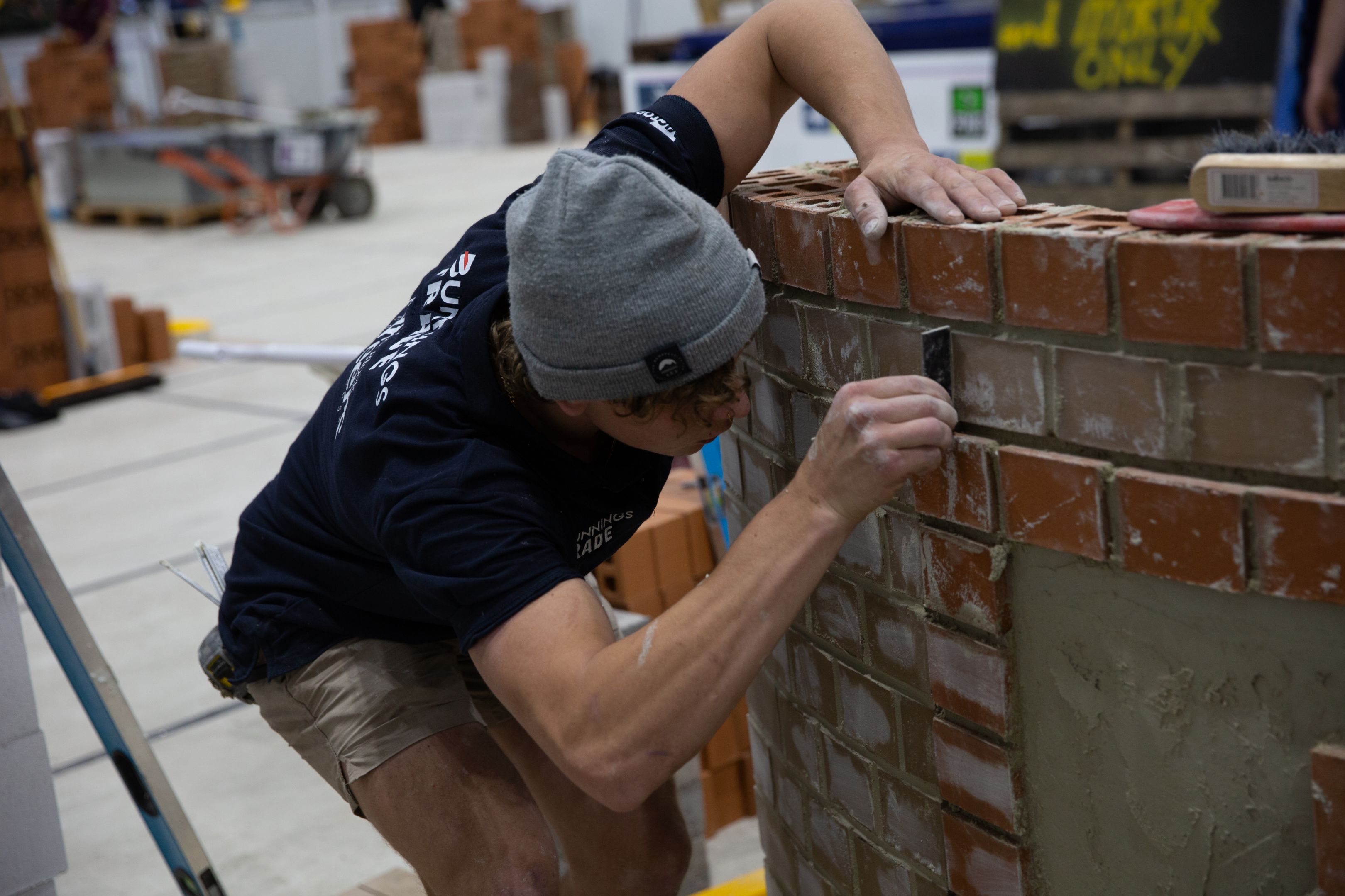 Blayde Djanko Bricklaying Blayde doing bricklaying during the WorldSkills competition