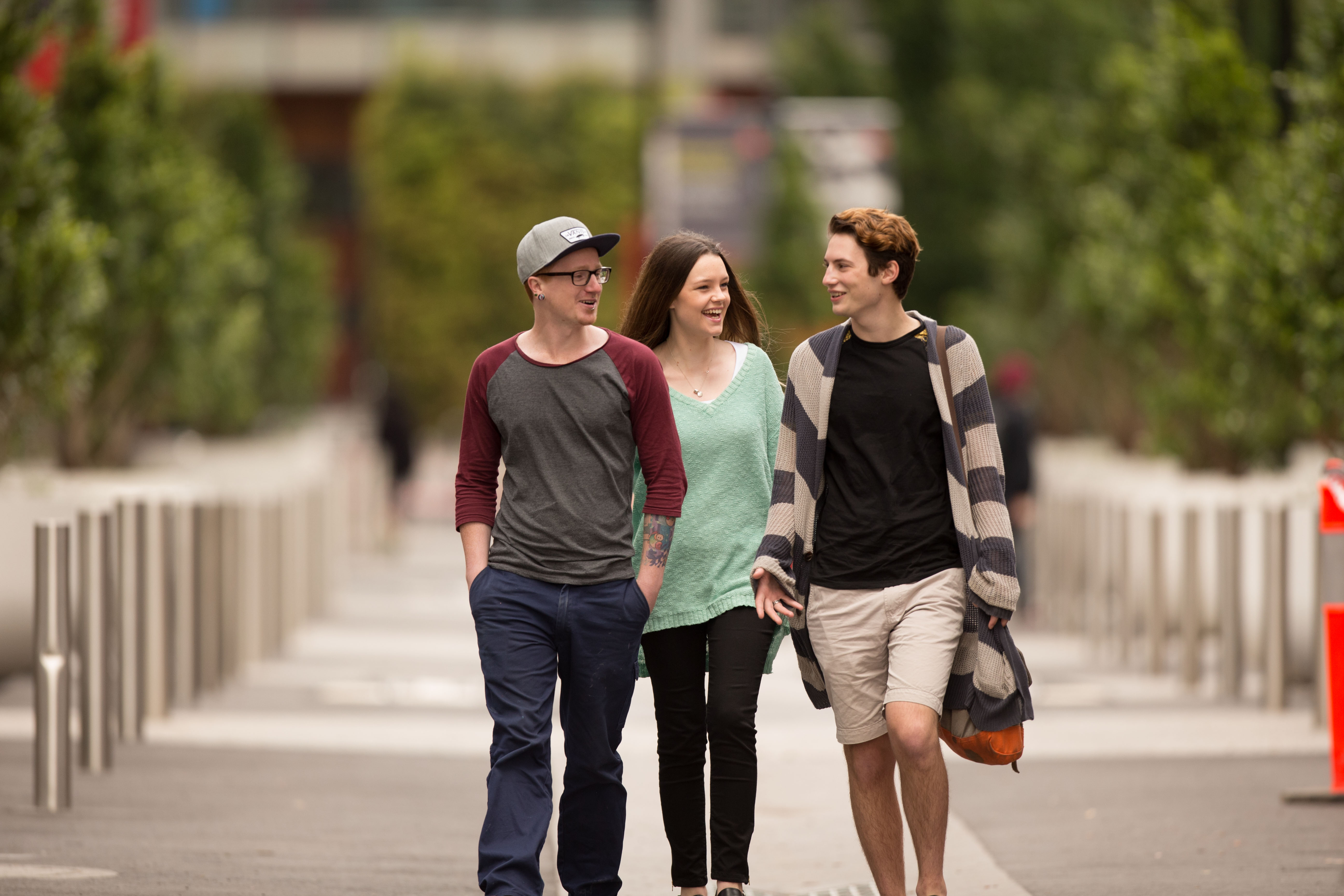 Undergraduate students Three undergraduate students walking to class at Hawthorn campus