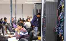 Students working in the new CISCO lab